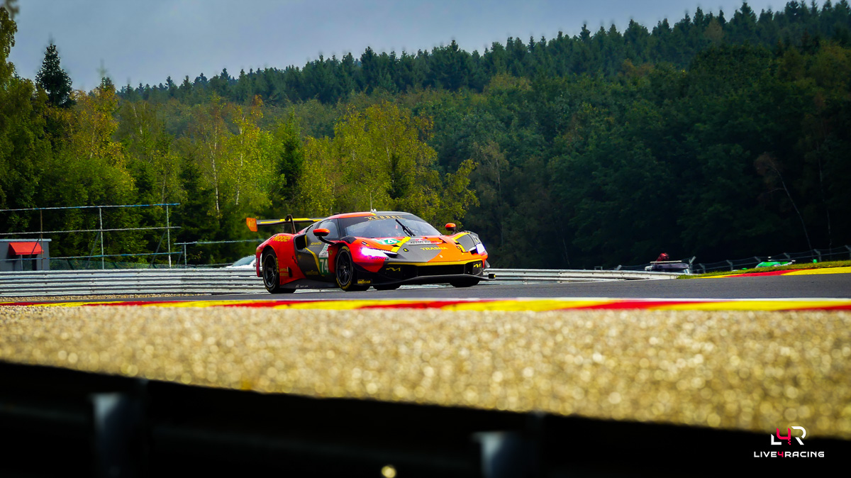 Andrew Gilbert, Romain Leroux and Fran Rueda driving a Ferrari 296 LMGT3 Evo at 4 hours of Spa Francorchamps 2026.