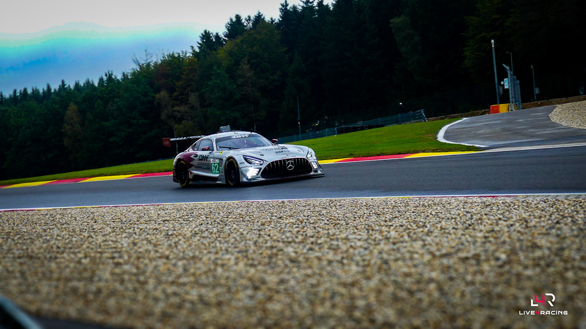 Abdulla Ali Al-Khelaifi, Julian Hanses and Maxime Martin driving a Mercedes-AMG LMGT3 at 4 hours of Spa Francorchamps 2026.
