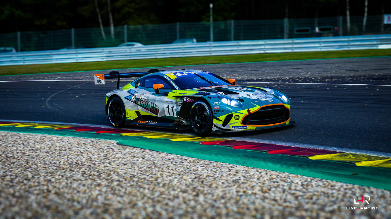 Viny Beltramelli and Pascal Huteau driving an Aston Martin Vantage AMR GT3 Evo at 4 hours of Spa Francorchamps 2026.