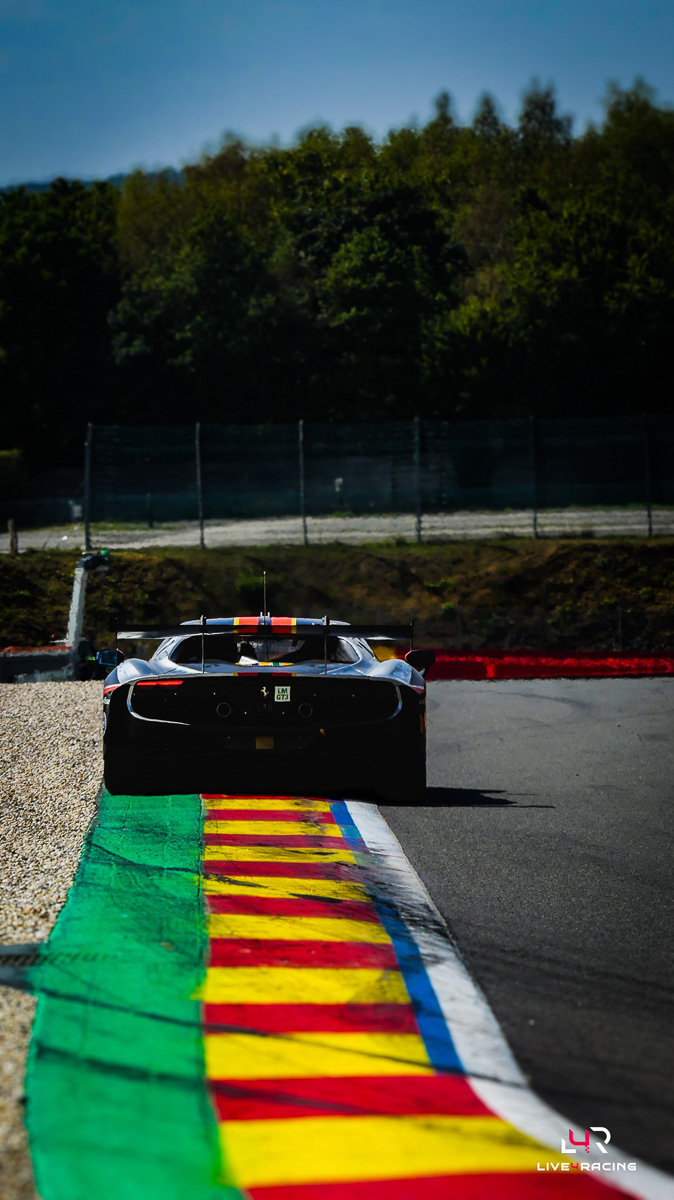 Conrad Laursen, Davide Rigon and Charles-Henri Samani driving a Ferrari 296 LMGT3 Evo at 4 hours of Spa Francorchamps 2026.