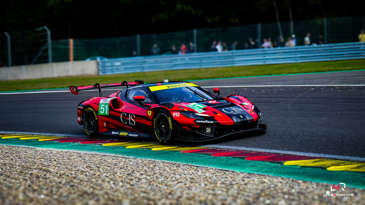 Conrad Laursen, Davide Rigon and Charles-Henri Samani driving a Ferrari 296 LMGT3 Evo at 4 hours of Spa Francorchamps 2026.