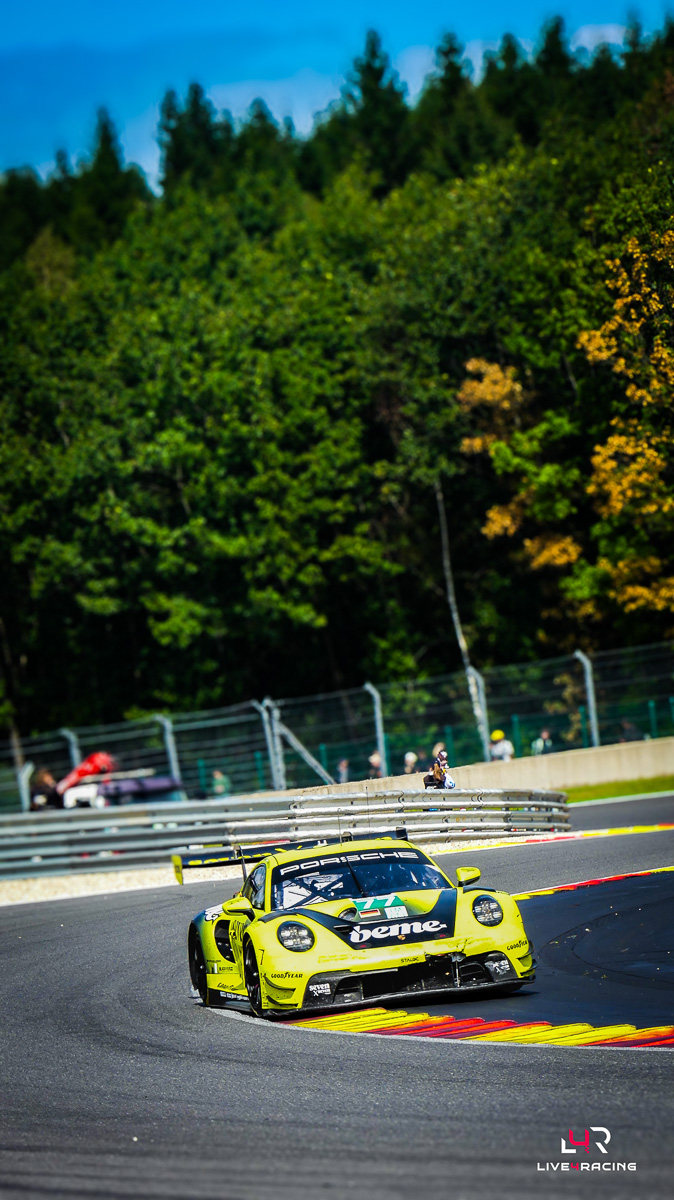 Martin Berry, Alessio Picariello and Huub Van Eijndhoven driving a Porsche 911 GT3 R LMGT3 at 4 hours of Spa Francorchamps 2026.