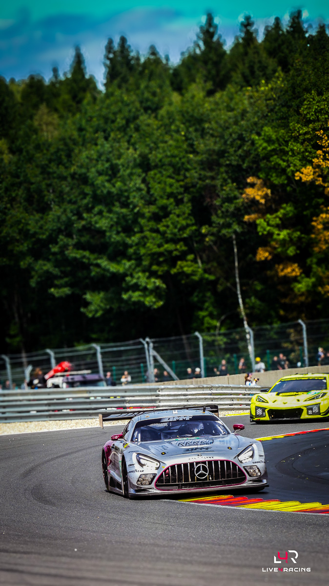 Abdulla Ali Al-Khelaifi, Julian Hanses and Maxime Martin driving a Mercedes-AMG LMGT3 at 4 hours of Spa Francorchamps 2026.
