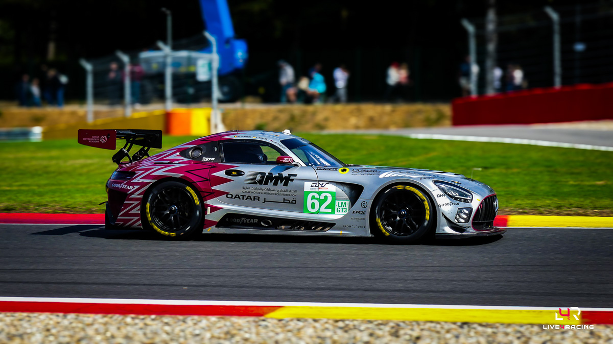 Abdulla Ali Al-Khelaifi, Julian Hanses and Maxime Martin driving a Mercedes-AMG LMGT3 at 4 hours of Spa Francorchamps 2026.