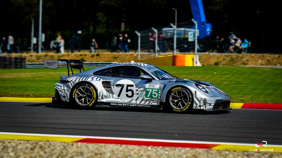 Matt Kurzejewski, Richard Lietz et Thomas Sargent au volant d’une Porsche 911 GT3 R LMGT3 lors de l’épreuve 4 hours of Spa Francorchamps 2026.