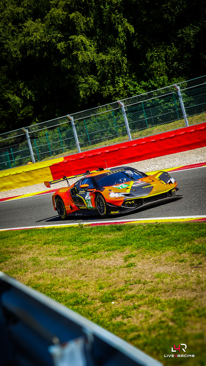 Andrew Gilbert, Romain Leroux and Fran Rueda driving a Ferrari 296 LMGT3 Evo at 4 hours of Spa Francorchamps 2026.