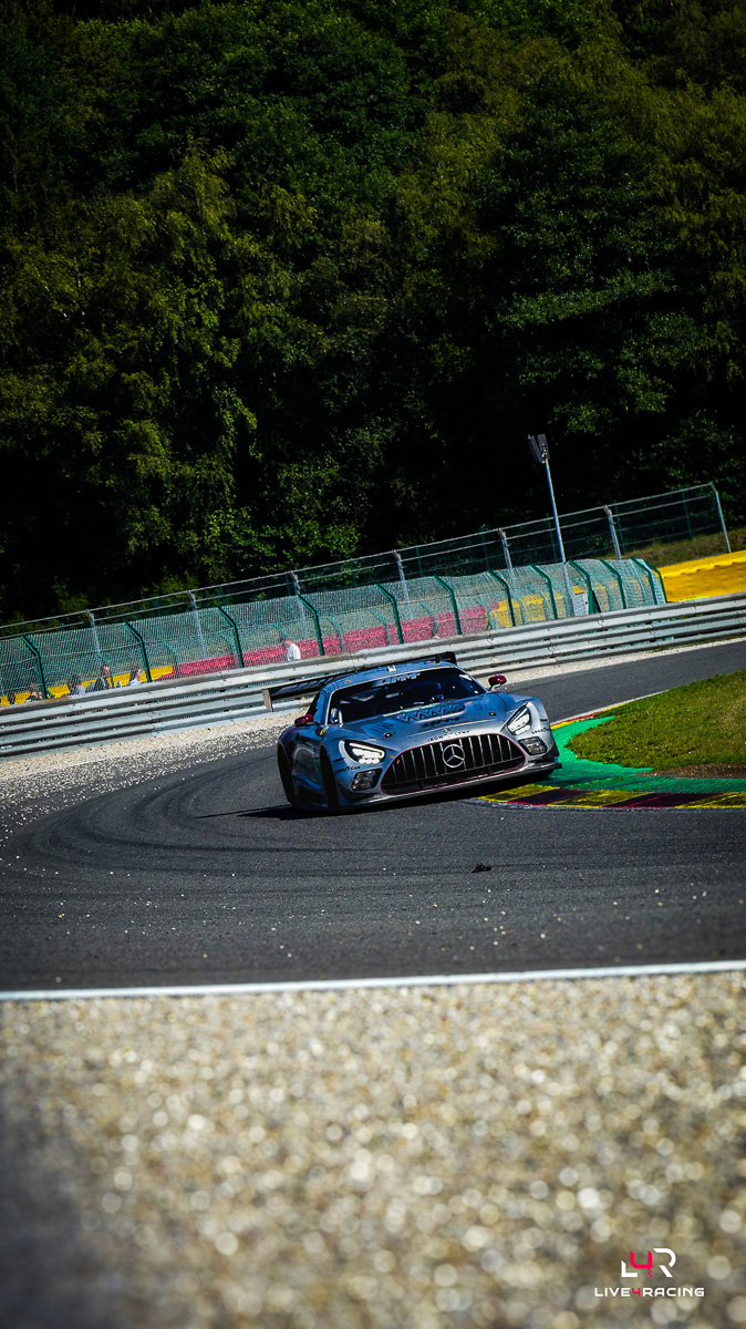 Abdulla Ali Al-Khelaifi, Julian Hanses and Maxime Martin driving a Mercedes-AMG LMGT3 at 4 hours of Spa Francorchamps 2026.
