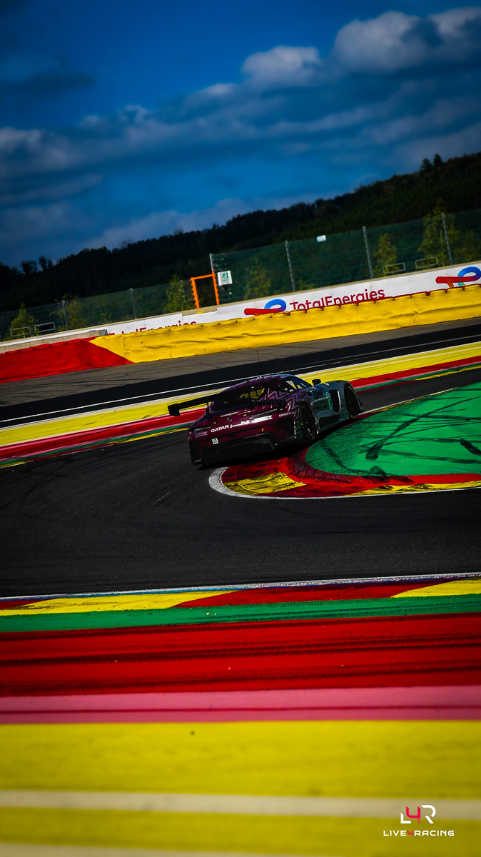 Abdulla Ali Al-Khelaifi, Julian Hanses and Maxime Martin driving a Mercedes-AMG LMGT3 at 4 hours of Spa Francorchamps 2026.