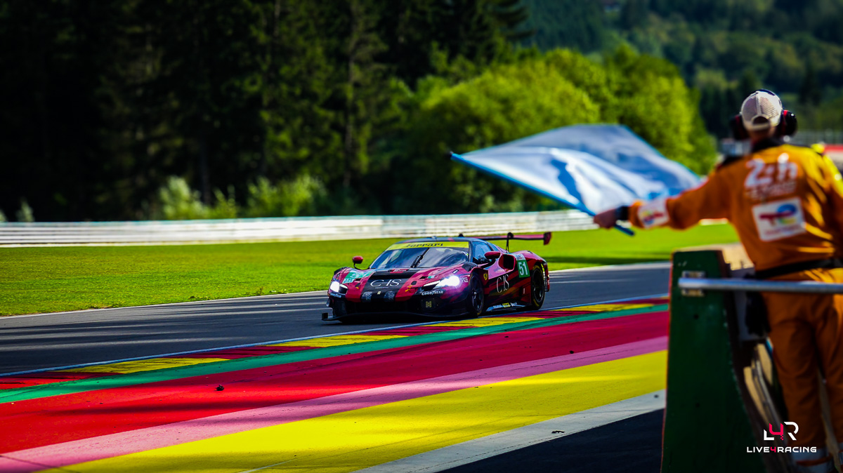 Conrad Laursen, Davide Rigon and Charles-Henri Samani driving a Ferrari 296 LMGT3 Evo at 4 hours of Spa Francorchamps 2026.