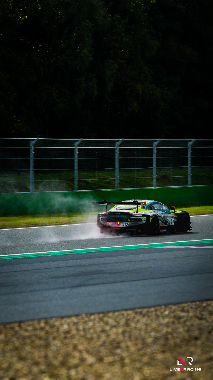 Viny Beltramelli and Pascal Huteau driving an Aston Martin Vantage AMR GT3 Evo at 4 hours of Spa Francorchamps 2026.