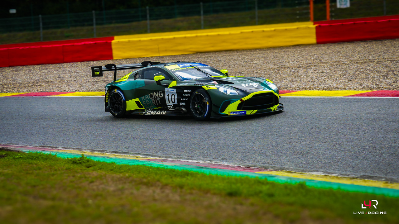 Marius Fossard and Philipp Sager driving an Aston Martin Vantage AMR GT3 Evo at 4 hours of Spa Francorchamps 2026.