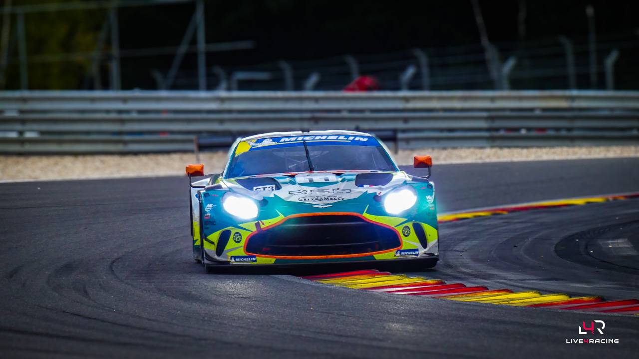 Viny Beltramelli and Pascal Huteau driving an Aston Martin Vantage AMR GT3 Evo at 4 hours of Spa Francorchamps 2026.