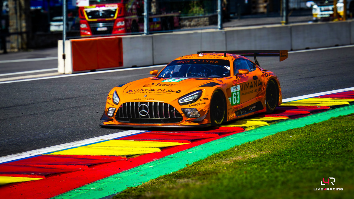 Rui Andrade, Ameerh Naran and Sergio Sette Camara driving a Mercedes-AMG LMGT3 at 4 hours of Spa Francorchamps 2026.