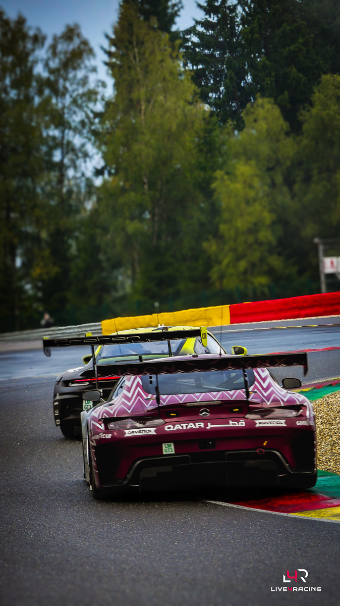 Abdulla Ali Al-Khelaifi, Julian Hanses and Maxime Martin driving a Mercedes-AMG LMGT3 at 4 hours of Spa Francorchamps 2026.